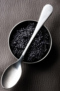 a spoon full of caviar